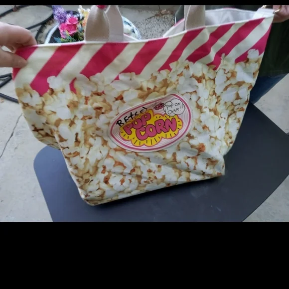 Betsey Johnson Bags Popcorn Tote Bag With Pink Stripes Poshmark